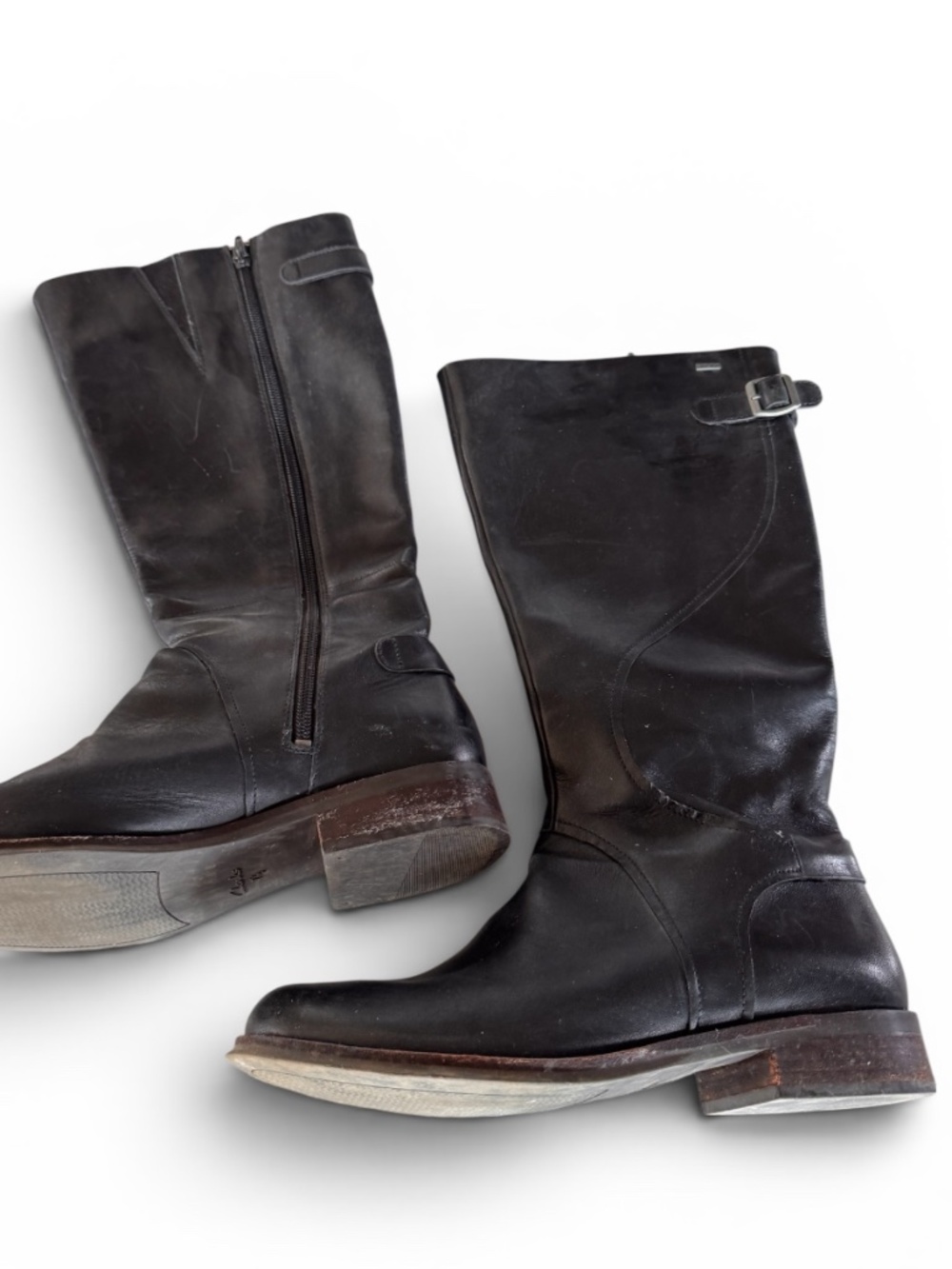 Clarks Artisan Gore-Tex Black Leather Mid-Calf Boots Waterproof Riding Boots